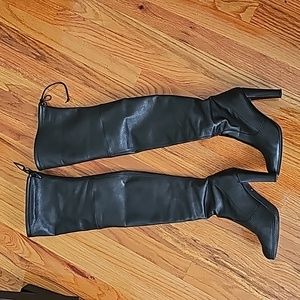 Stuart Weitzman Highland Black Leather Over-The-Knee Boot Women's Size 7.5